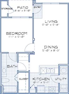 Pine - One Bedroom / One Bath - 701 Sq.Ft.*